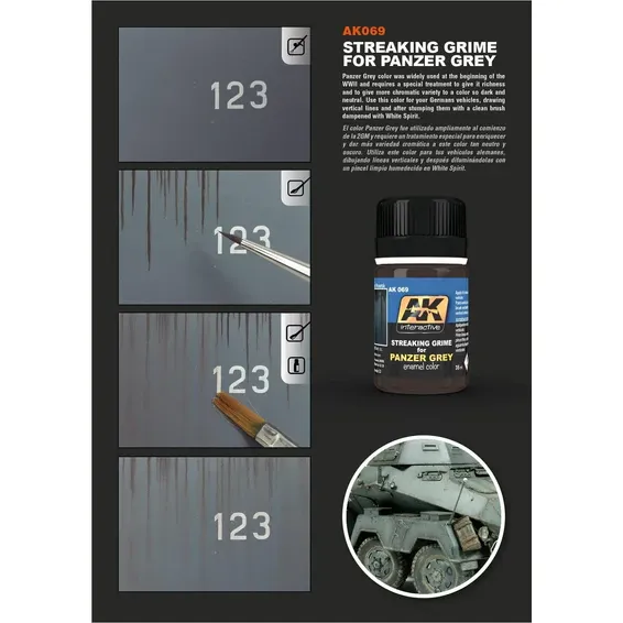 AK Interactive AK069 Weathering Streaking Grime for Panzer Gray Vehicles Enamel 35ml - Image 3