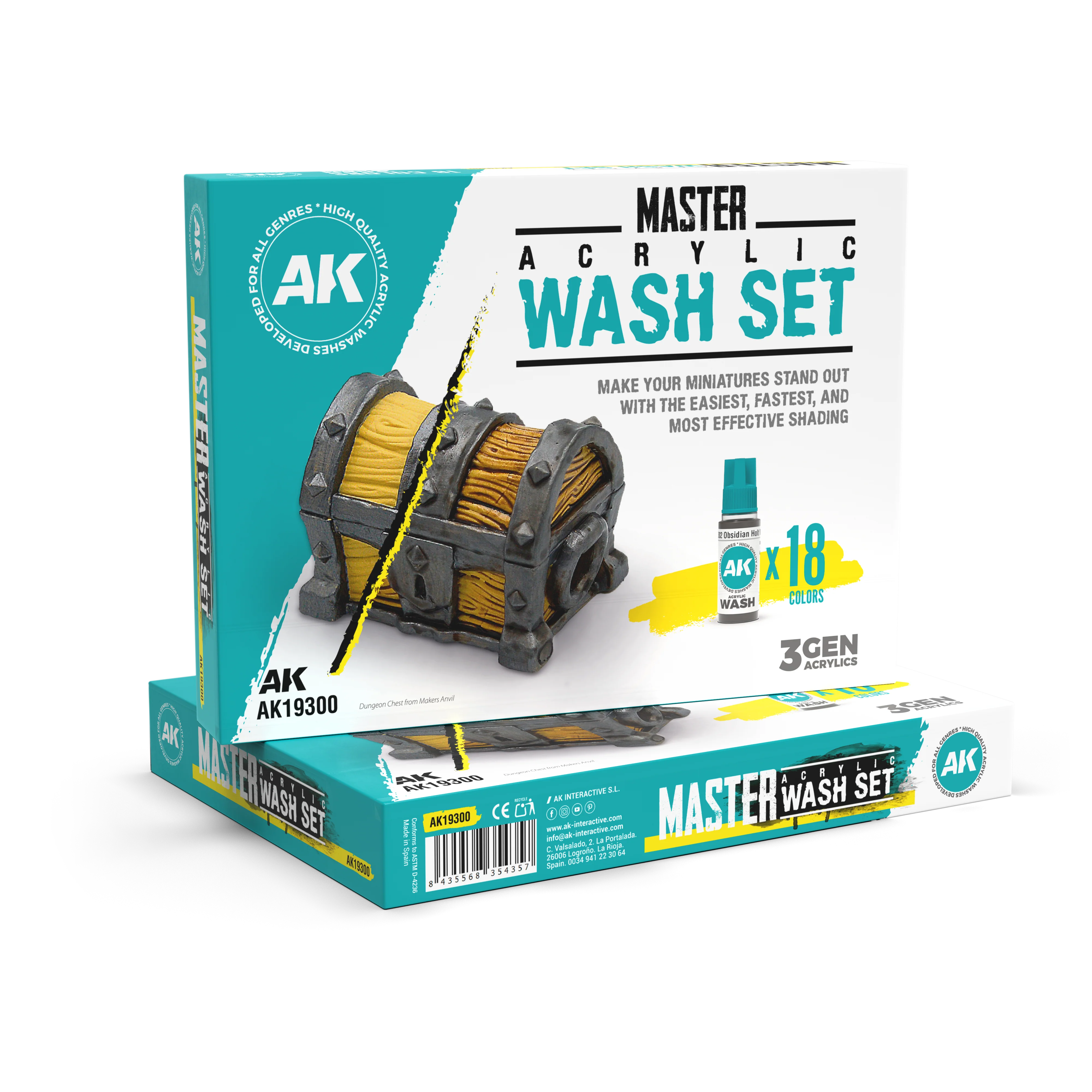 AK Interactive Master Acrylic Wash Set – Full Range (18 Colors)