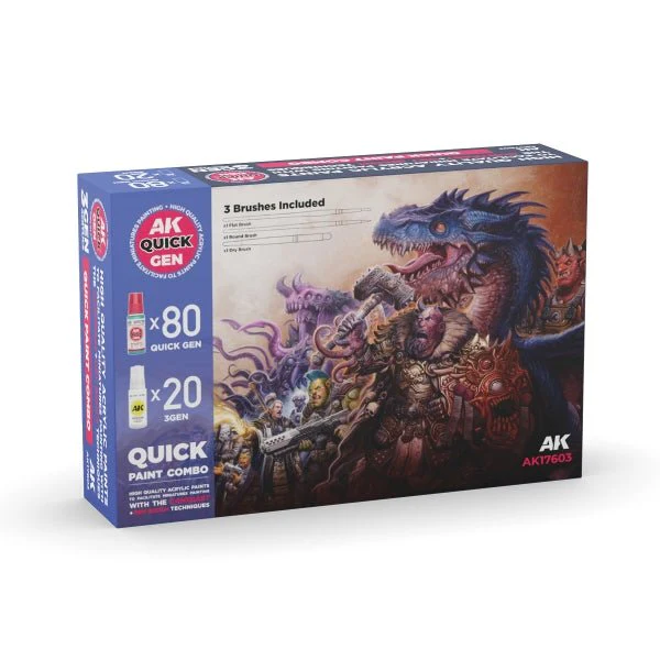 AK-Interactive: Quick Gen Acrylic Contrast -Quick Paint Combo Set 100 Colors (80 Quick Gen+20 Acryli