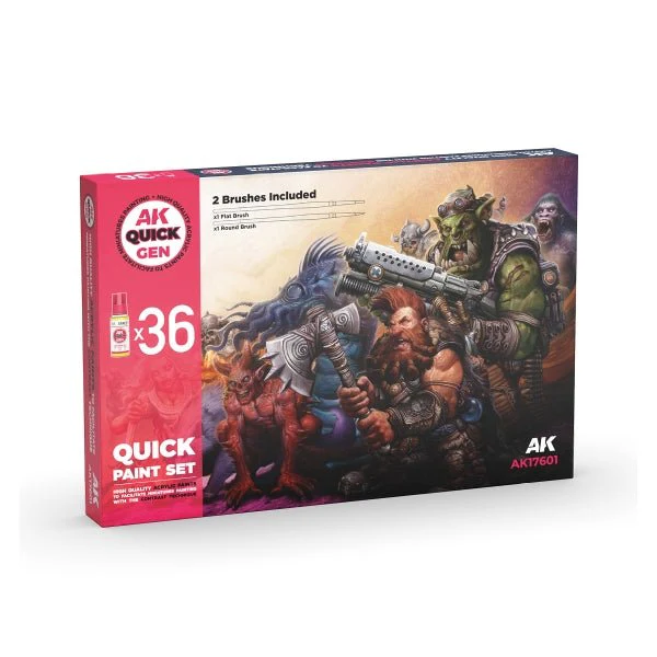 AK-Interactive: Quick Gen Acrylic Contrast -Quick Paint Set 36 Quick Gen Colors
