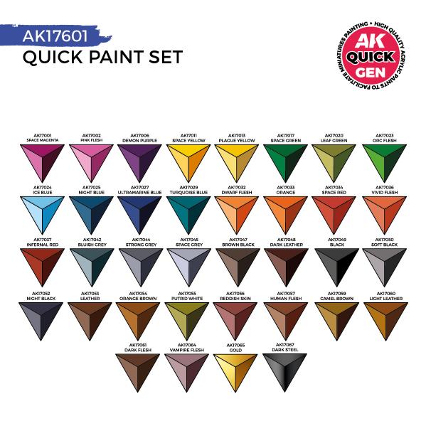 AK-Interactive: Quick Gen Acrylic Contrast -Quick Paint Set 36 Quick Gen Colors - Image 3