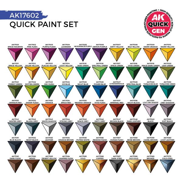 AK-Interactive: Quick Gen Acrylic Contrast -Quick Paint Set 72 Quick Gen Colors - Image 2