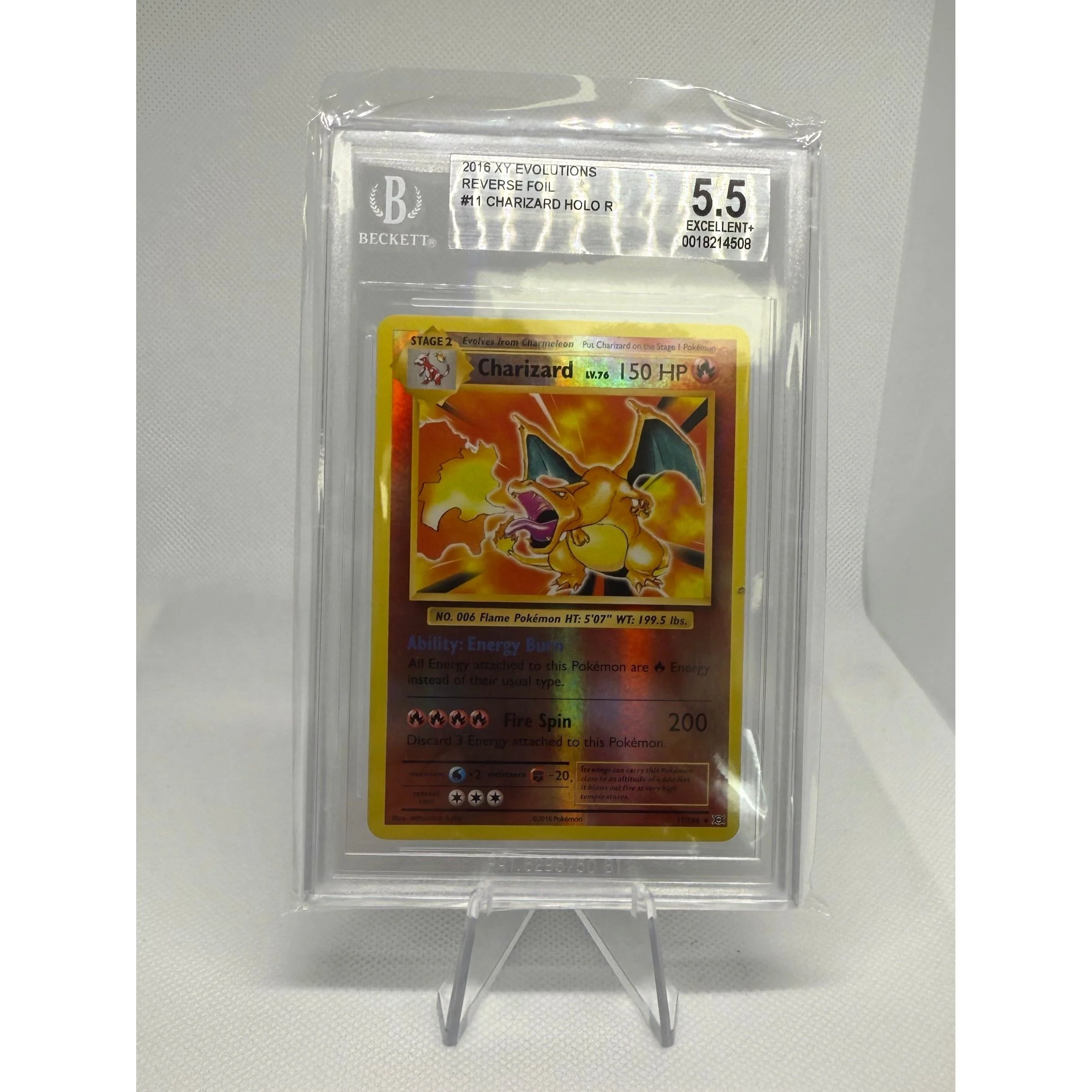 Charizard #11 Reverse Foil Beckett Graded 5.5