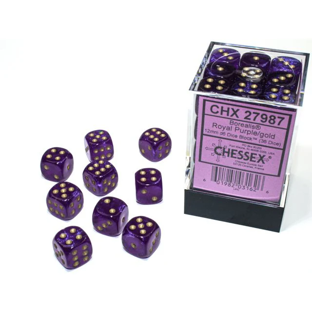 Chessex D6 Block: Borealis (Royal Purple/Gold)