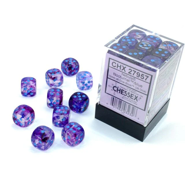 Chessex D6 Block: Nebula (Nocturnal/Blue)