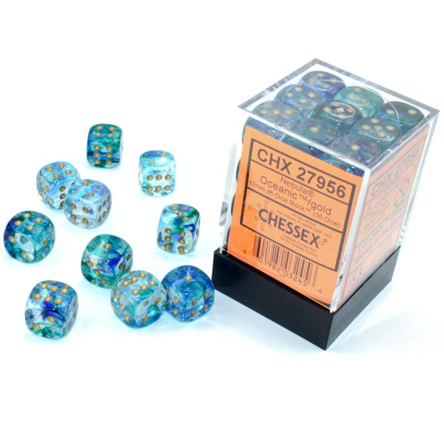 Chessex D6 Block: Nebula (Oceanic/Gold)
