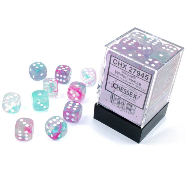 Chessex D6 Block: Nebula (Wisteria/White)