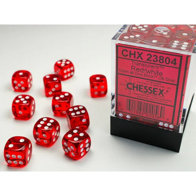 Chessex D6 Block: Translucent (Red/White)