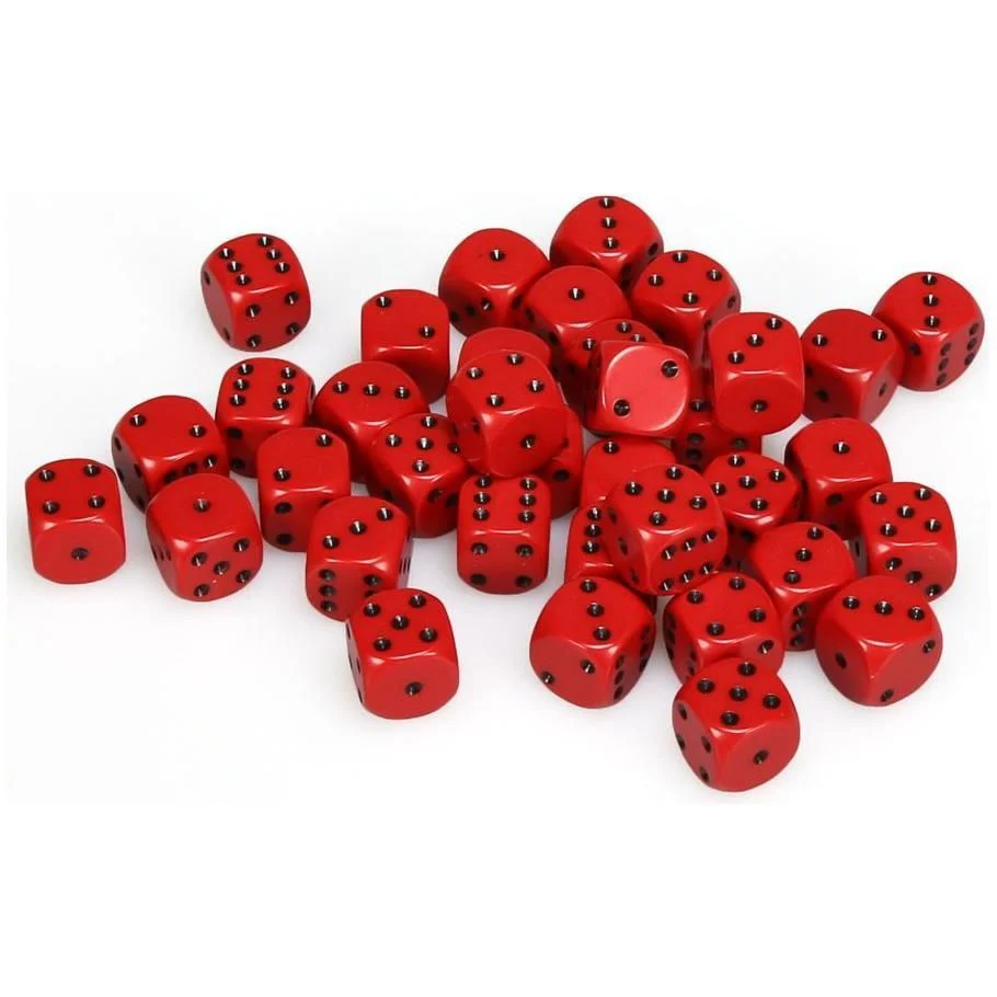 Chessex: D6 Cube 12mm Opaque Red with Black (36)