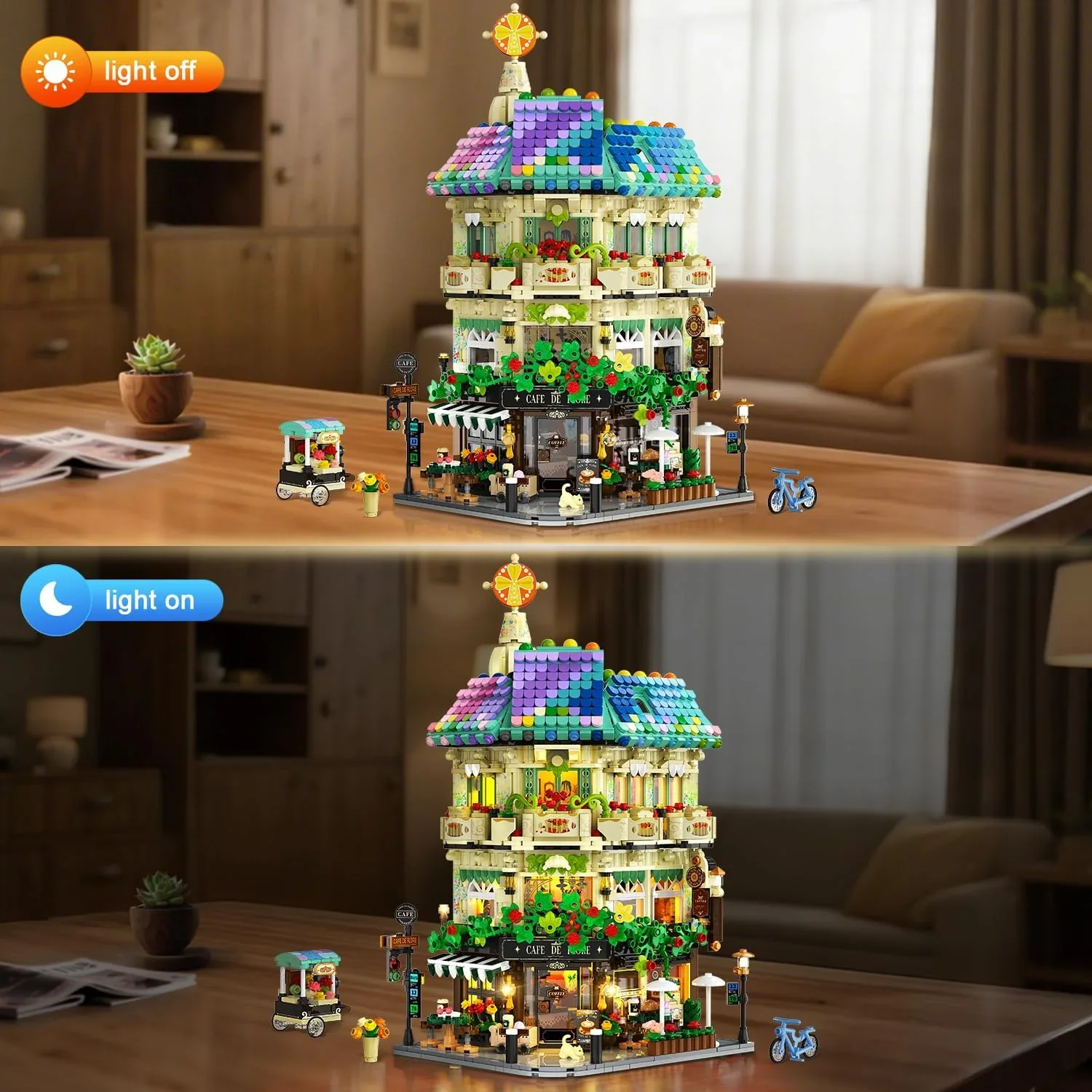 Flower Cafe House Building Set with Lights - Insoon - Image 3