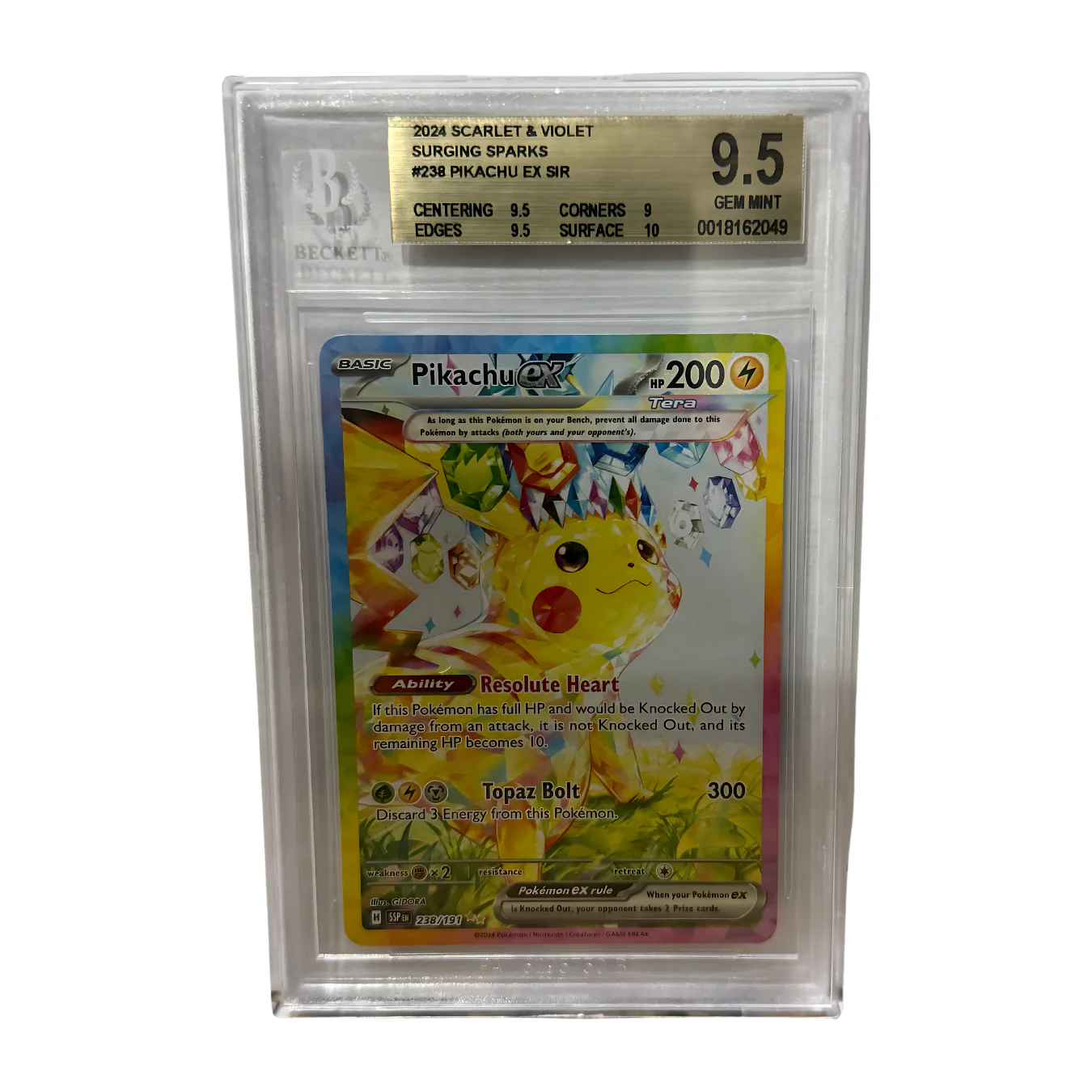 Surging Sparks - Pikachu EX SIR #238 Beckett 9.5