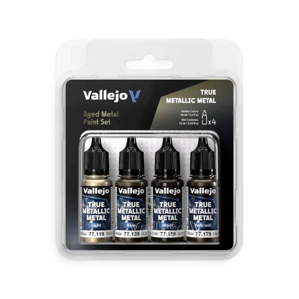 Vallejo True Metallic Metal: Aged Metal Color Set (4)