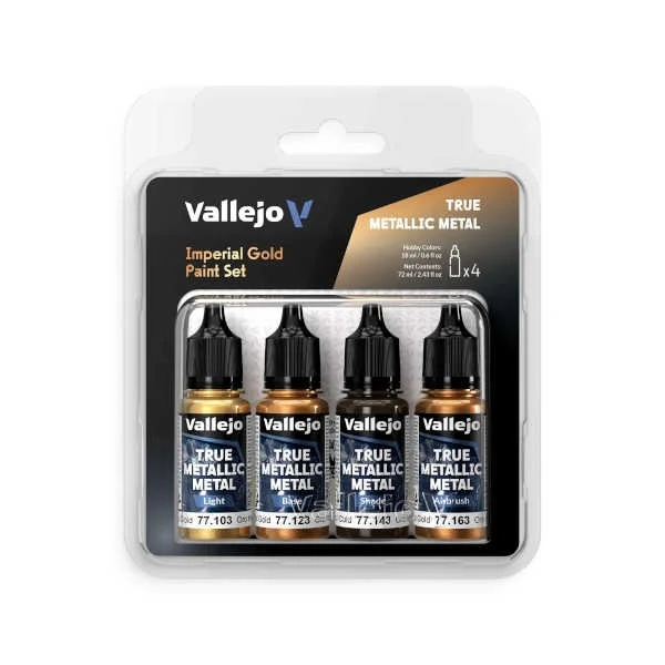 Vallejo True Metallic Metal: Imperial Gold Color Set (4)