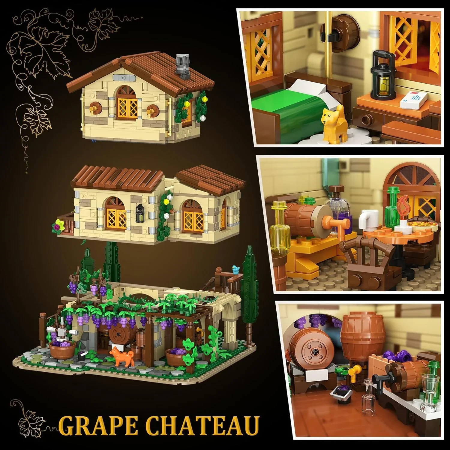 Winery Chateau House Building Set with Lights - Insoon - Image 3